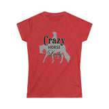 Casuals- Crazy Western Pleasure Horse Lady 2- Women's Softstyle Tee
