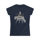 Casuals- Crazy Western Pleasure Horse Lady 2- Women's Softstyle Tee