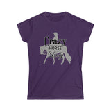 Casuals- Crazy Western Pleasure Horse Lady 2- Women's Softstyle Tee