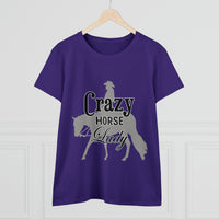 Casual Crazy Western Pleasure Horses Lady - Midweight Cotton Tee