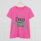 Casual Crazy Western Pleasure Horses Lady - Midweight Cotton Tee