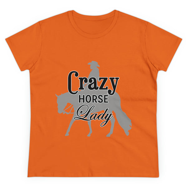 Casual Crazy Western Pleasure Horses Lady - Midweight Cotton Tee