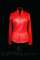 VL24071 - Show Red Carbon Fiber Print Zip Up Tunic