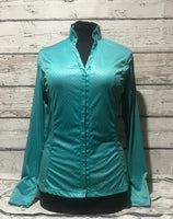 VL82744zt- Teal Carbon Fiber Printed Zip Up Tunic